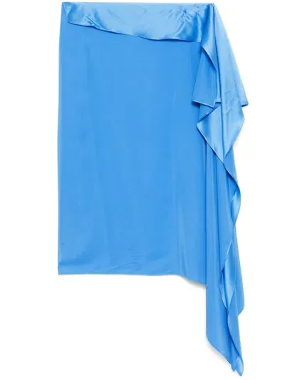 Christopher Esber Crosscut Silk Skirt In Blue