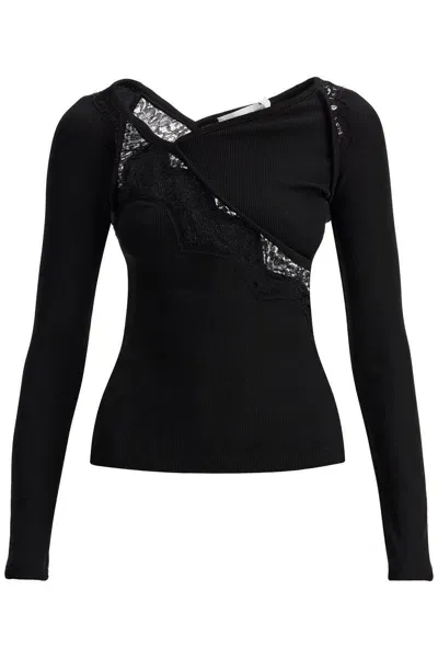 Christopher Esber Long-sleeved Top With Lace In Black