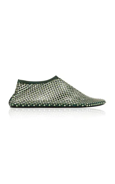 Christopher Esber Minette Crystal-embellished Mesh Flats In Green