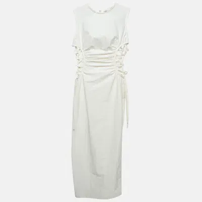 Pre-owned Christopher Esber Off White Ruched Side Laced Shell Dress Xs