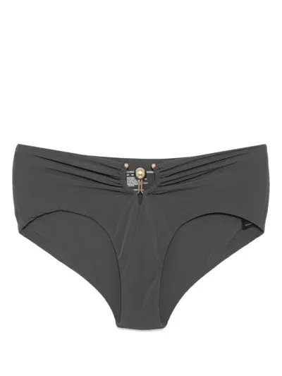 Christopher Esber Orbit Ruched Bikini Bottom In Grey