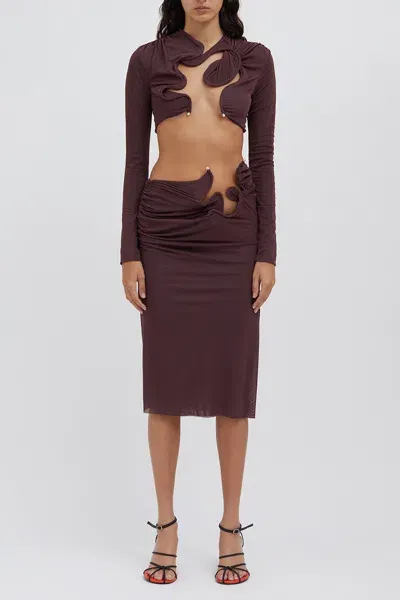 Christopher Esber Venus Midi Skirt In Mahogany