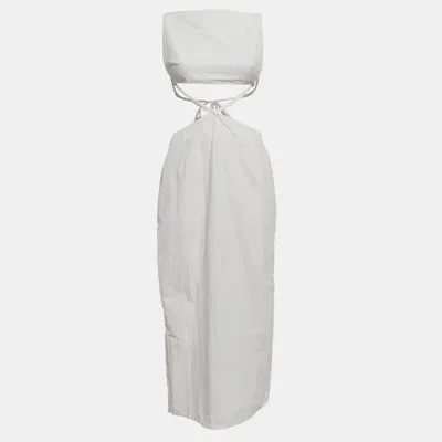 Pre-owned Christopher Esber White Cotton Blend Tie-up Dress M