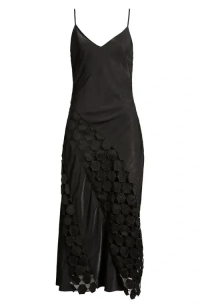 Ciebon Alix Mixed Media Midi Dress In Black