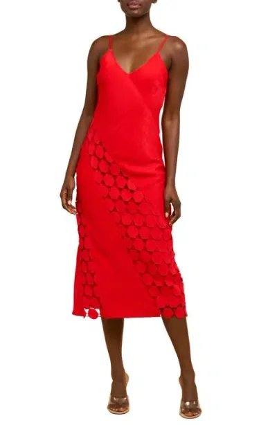 Ciebon Alix Mixed Media Midi Dress In Red