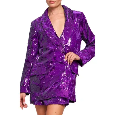 Ciebon Gena Sequin Blazer In Purple