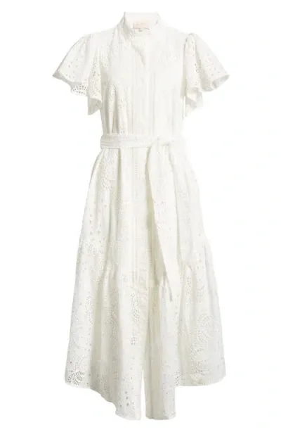 Ciebon Isabella Cotton Eyelet Maxi Shirtdress In White