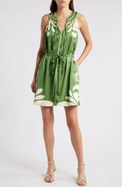 Ciebon Kyndra Print Sleeveless Minidress In Green Cream