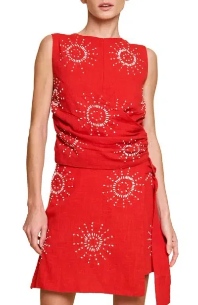 Ciebon Savannah Print Sleeveless Top In Red