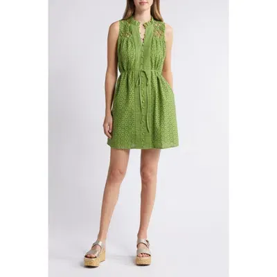 Ciebon Sydnie Eyelet Embroidery Sleeveless Dress In Jungle