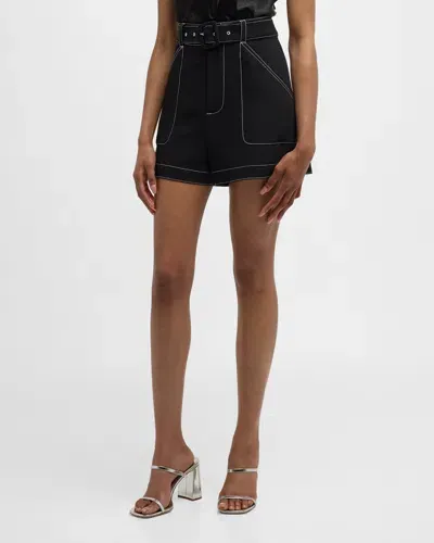 Cinq À Sept Alena Belted Shorts In Black Ivory