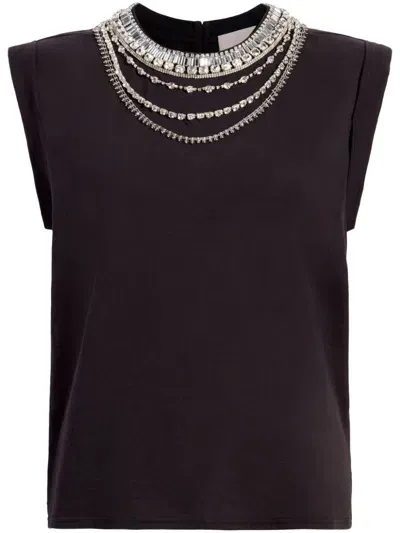 Cinq À Sept Bella Necklace-embellished T-shirt In Black