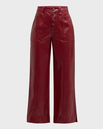 Cinq À Sept Benji Cropped Wide-leg Faux-leather Pants In Rhubarb