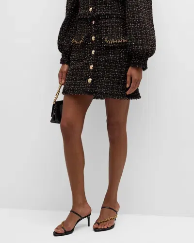 Cinq À Sept Bess Wool-blend Tweed Mini Skirt In Blackgold