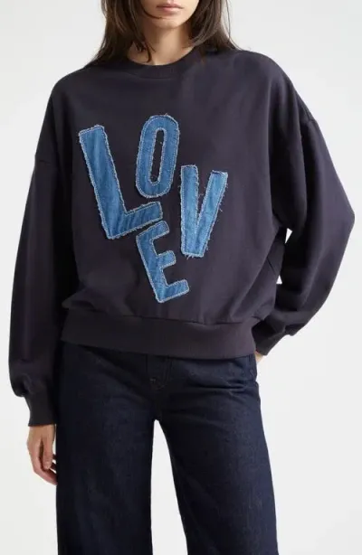 Cinq À Sept Brandy Denim Love Crewneck Pullover In Navy