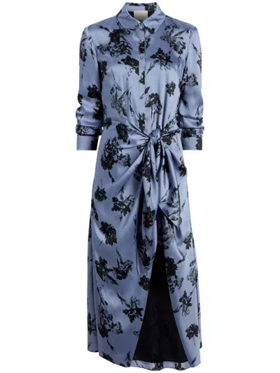 Cinq À Sept Carnation-print Jacey Dress In Rustic Blue Multi