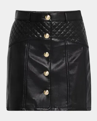 Cinq À Sept Claudia Quilted Vegan Leather Mini Skirt In Black