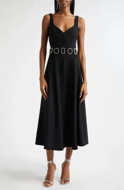 Cinq À Sept Eden Embellished A-line Midi Dress In Black