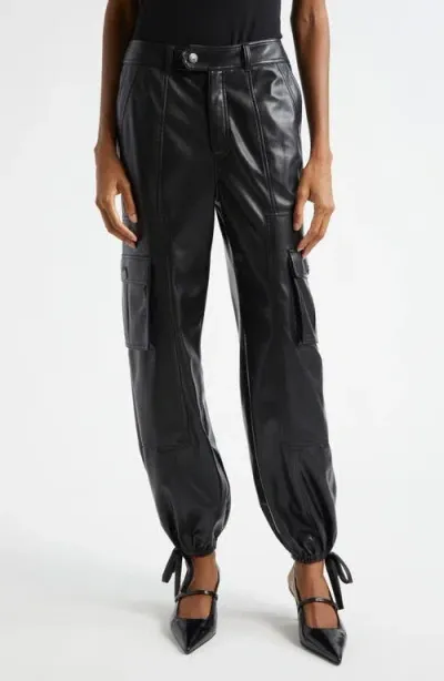 Cinq À Sept Faux Leather Cargo Joggers In Black