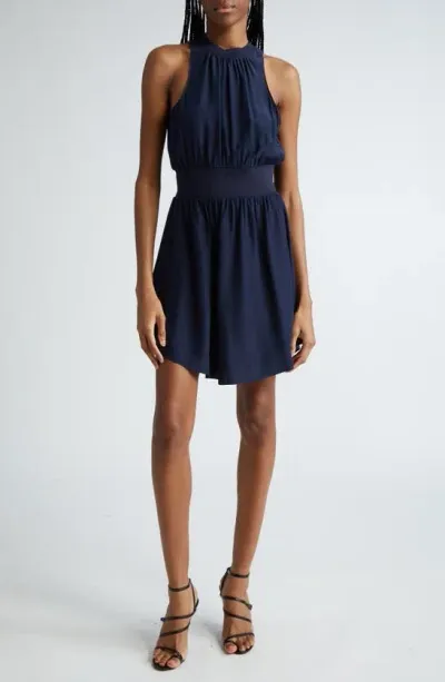 Cinq À Sept Fern Sleeveless Silk Minidress In Navy