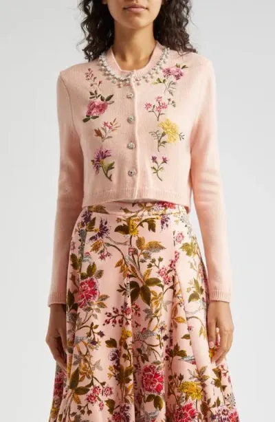 Cinq À Sept Isolde Floral-embroidered Cardigan In Soft Pink Multi