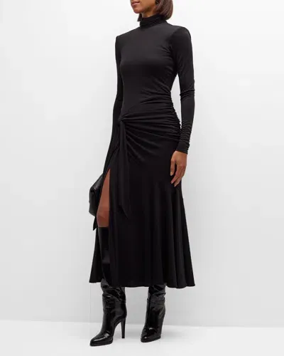 Cinq À Sept Johnson Mock-neck Wrap-skirt Midi Dress In Black