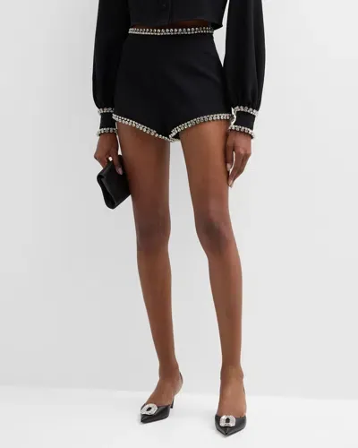 Cinq À Sept Juneve Rhinestone-embellished Shorts In Black