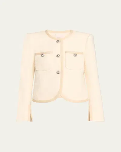 Cinq À Sept Junia Boucle Crop Jacket In Ivory