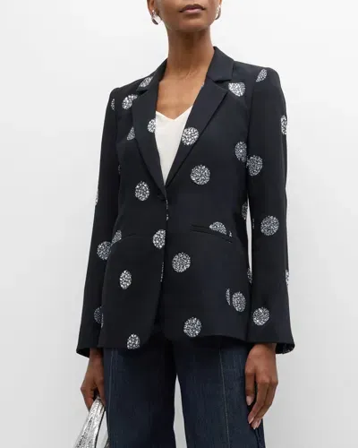 Cinq À Sept Karlie Embellished Crepe Blazer In Black/silver