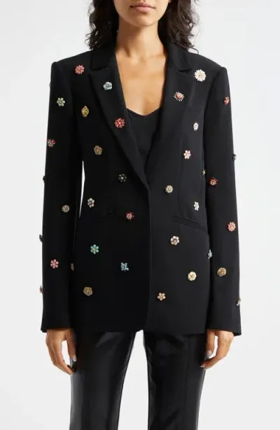 Cinq À Sept Karlie Enamel Flower Blazer In Black/multi