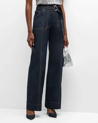 Cinq À Sept Kenji Belted Wide-leg Jeans In Indigo