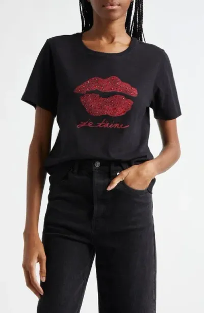 Cinq À Sept Kisses Je T'aime T-shirt In Black