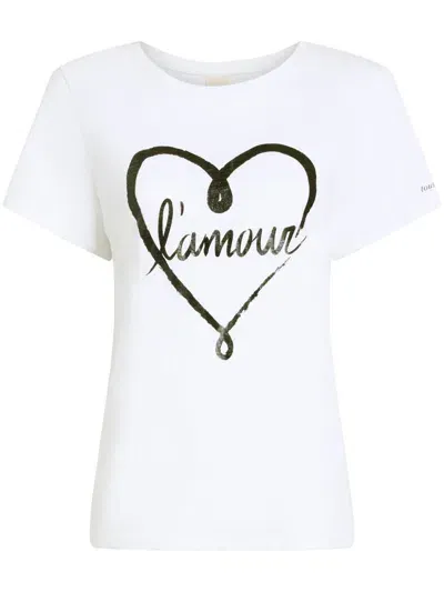 Cinq À Sept Short-sleeve Doodled Amour Tee In White/black