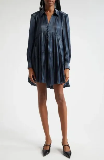 Cinq À Sept Lilly Long Sleeve Shirtdress In Nightfall