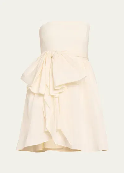 Cinq À Sept Liv Strapless Bow-waist Mini Dress In Ivory