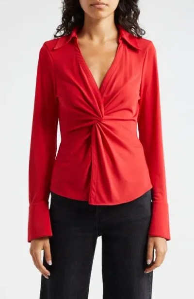 Cinq À Sept Mckenna Long Sleeve Shirt In Candy Apple