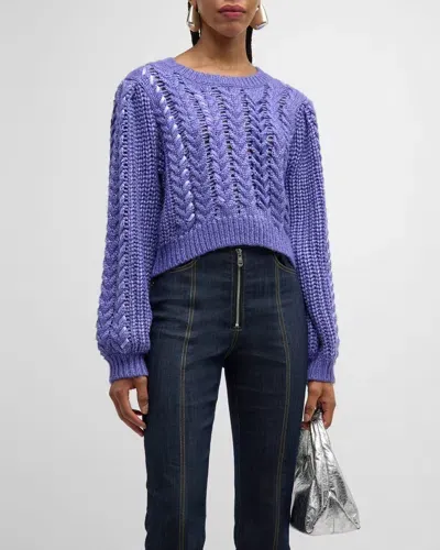 Cinq À Sept Nayara Ribbon Knit Cropped Sweater In Irstirst