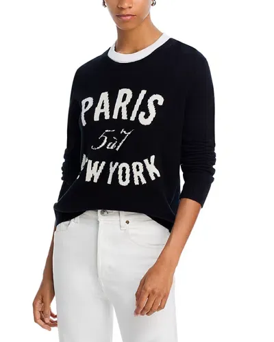 Cinq À Sept Cinq A Sept Paris & New York Crewneck Sweater In Black/ivory