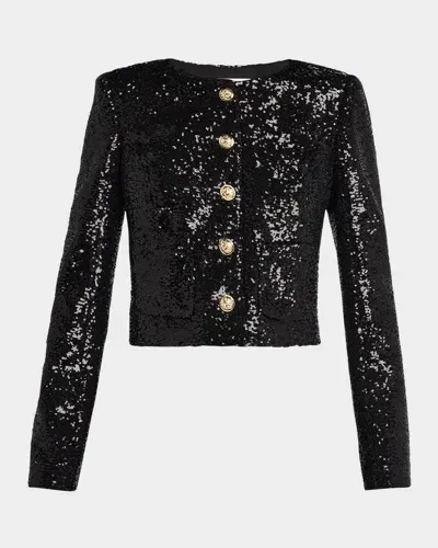 Cinq À Sept Randi Cropped Sequin Jacket In Black