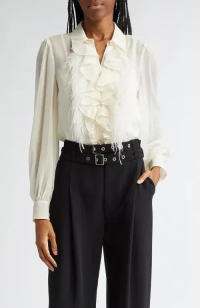 Cinq À Sept Rhonda Ruffle Shirt In Ivory