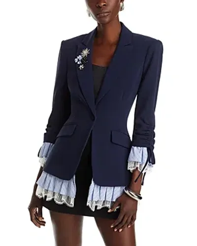 Cinq À Sept Cinq A Sept Roxie Contrast Trim Blazer In Navy Blue