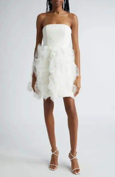 Cinq À Sept Ryan Ruffle Strapless Dress In Ivory