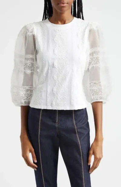 Cinq À Sept Stefania Lace Trim Shirt In White