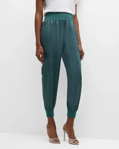 Cinq À Sept Giles Tapered Cargo Track Pants In Green Onyx