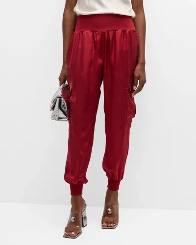 Cinq À Sept Tous Les Jours Giles Satin Jogger Pants In Rosewood