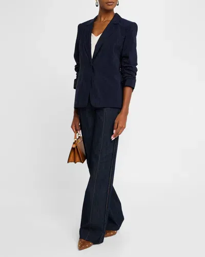 Cinq À Sept Tumbled Woven Khloe Blazer In Navy