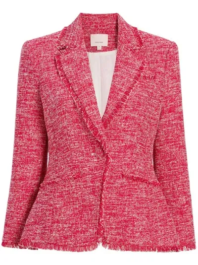 Cinq À Sept Katrice Melange Knit Cutaway Blazer In Berry Jam White