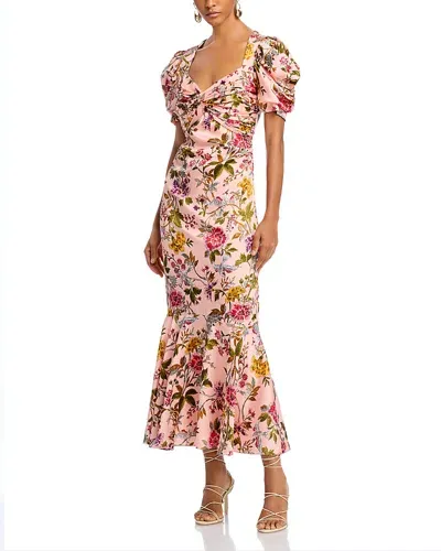 Cinq À Sept Cinq A Sept Wilma Floral Puff Sleeve Dress In Soft Pink