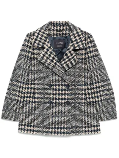 Cinzia Rocca Houndstooth-pattern Coat In Blue