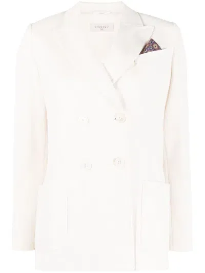 Circolo 1901 Double-breasted Cotton Bkazer In White